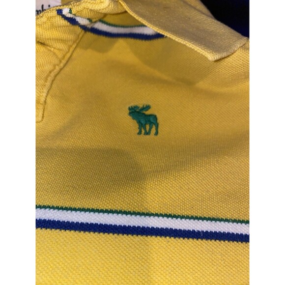 Abercrombie & Finch Yellow Striped Golf Short Sleeve Polo Mens Size M - Picture 2 of 5